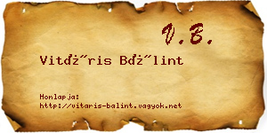 Vitáris Bálint névjegykártya