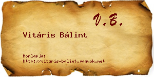 Vitáris Bálint névjegykártya